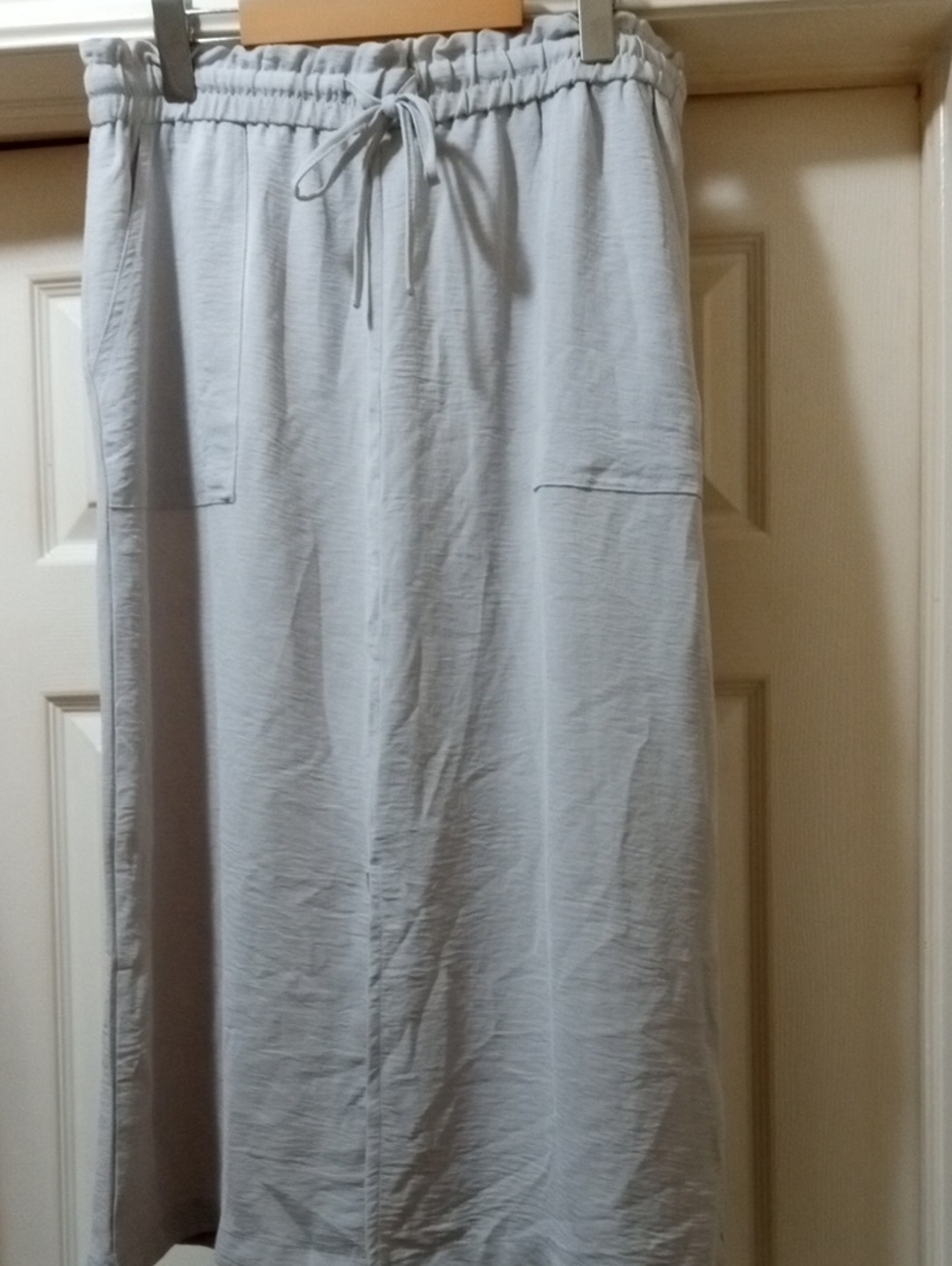 Casual Light Gray Drawstring Maxi Skirt